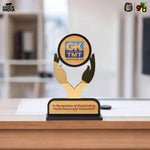 Customized Wooden Trophy with Golden Acrylic | Personalized Memento for Events, Corporate & School Functions