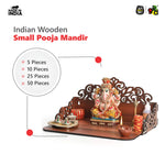 Small Pooja Mandir for Home & Office | Indian Wooden Temple for Table or Shelf | DIY 12x9x6 Inch | Classic Design