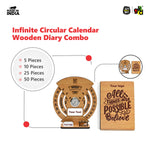 Infinite Circular Calendar With Pen, Card Holder & Wooden Diary Combo