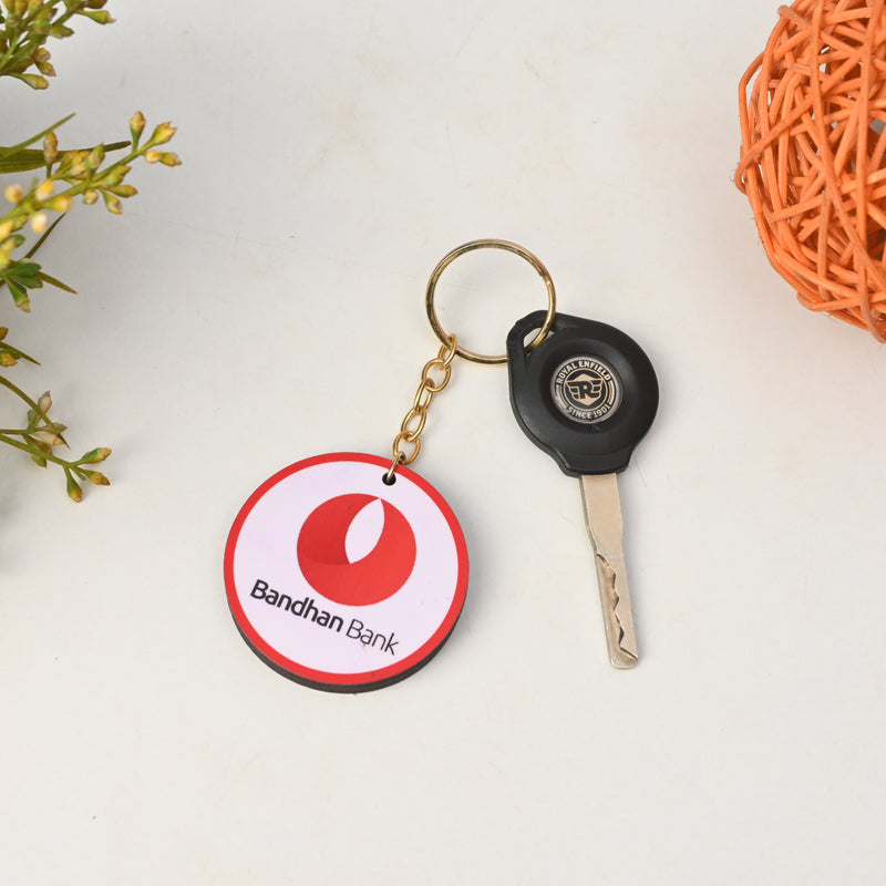 Premium Custom MDF Round Keychains | Double-Sided Color Printed Logo & Name Keyrings