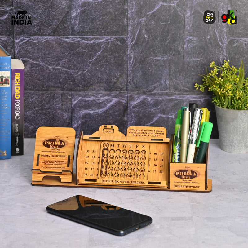 Lifetime Calendar With Desk Organizer and Mobile Stand | Desk Calendar | Mobile Accessories