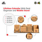 Lifetime Calendar With Desk Organizer and Mobile Stand | Desk Calendar | Mobile Accessories