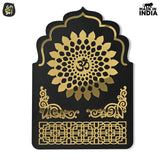 Load image into Gallery viewer, Pooja Room Backdrop for Decoration | Enhance Your House Decoration | Black Wood &amp; Golden Acrylic OM Wall Decor Background (22x16 inch) Gift Kya De