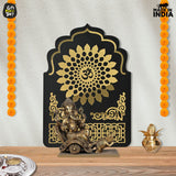 Load image into Gallery viewer, Pooja Room Backdrop for Decoration | Enhance Your House Decoration | Black Wood &amp; Golden Acrylic OM Wall Decor Background (22x16 inch) Gift Kya De