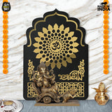 Load image into Gallery viewer, Pooja Room Backdrop for Decoration | Enhance Your House Decoration | Black Wood &amp; Golden Acrylic OM Wall Decor Background (22x16 inch) Gift Kya De