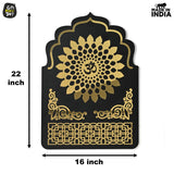 Load image into Gallery viewer, Pooja Room Backdrop for Decoration | Enhance Your House Decoration | Black Wood &amp; Golden Acrylic OM Wall Decor Background (22x16 inch) Gift Kya De