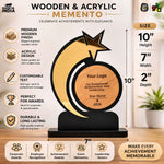 Personalized Star Trophy | Custom Wooden & Acrylic Award with Logo & Name | Corporate Gifts