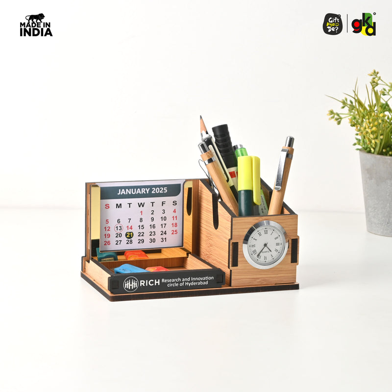 Mini Desk Organizer with Clock & Calendar 2026 | Desk Calendar | Desk Accessories