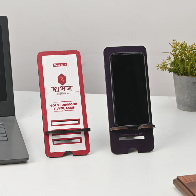 Custom Dual-Side Printed Wooden Mobile Stand – 3-Step Adjustable Phone Holder