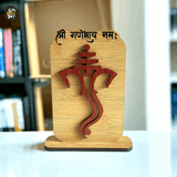 Load image into Gallery viewer, Ganesh Wooden Idol Table Top | Shri Ganeshay Namh For Pooja Room | House Warming / Return Gift