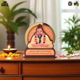 Load image into Gallery viewer, Premanand Maharaj Ji Wooden Table Top Idol Vrindavan | Guru Ji Photo Frame with Golden Acrylic | 6.5 x 6.5 Inch