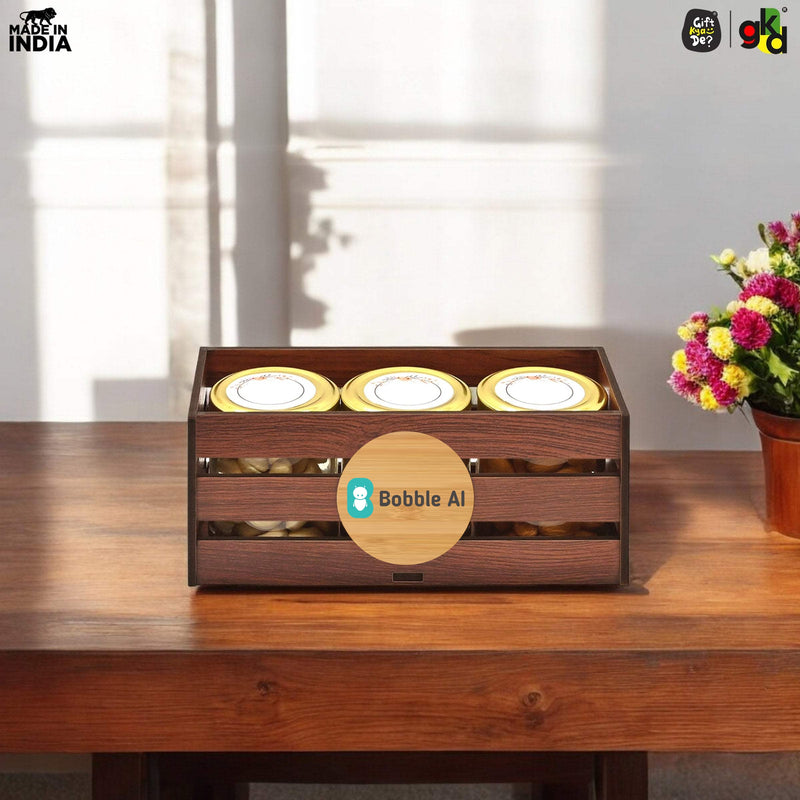 Premium Wooden Basket with Handle for Gifting and Home Decor | Eco-friendly Gift Hamper Basket | Wedding Gift Return Gift