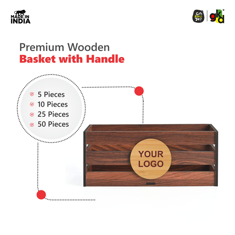 Premium Wooden Basket with Handle for Gifting and Home Decor | Eco-friendly Gift Hamper Basket | Wedding Gift Return Gift