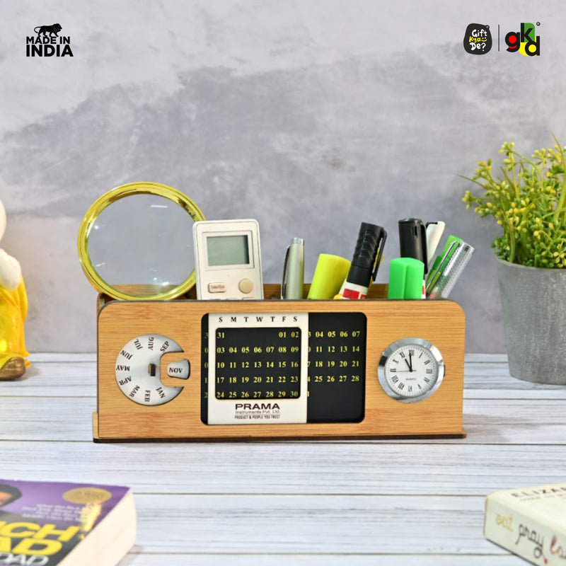 Retro Radio Look Calendar Desk Organizer | Lifetime Calendar | Desk Accessories