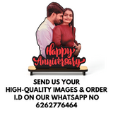 Load image into Gallery viewer, Happy Anniversary Customized Wooden Photo Frame Stand - Personalized Couple Gift