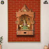 Load image into Gallery viewer, Wooden Temple For Home Premium 3D Golden Cutwork Design Mandir For Office Table With Storage Drawer (DIY) (Ecofriendly) (24x13inch)