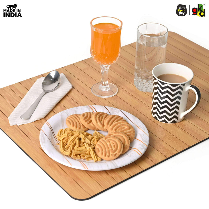 Foldable Sofa Armrest Tray | Bamboo Finish Couch Tray for Snacks, Drinks, Coffee | Available in Small & Large | Eco-Friendly MDF Wood