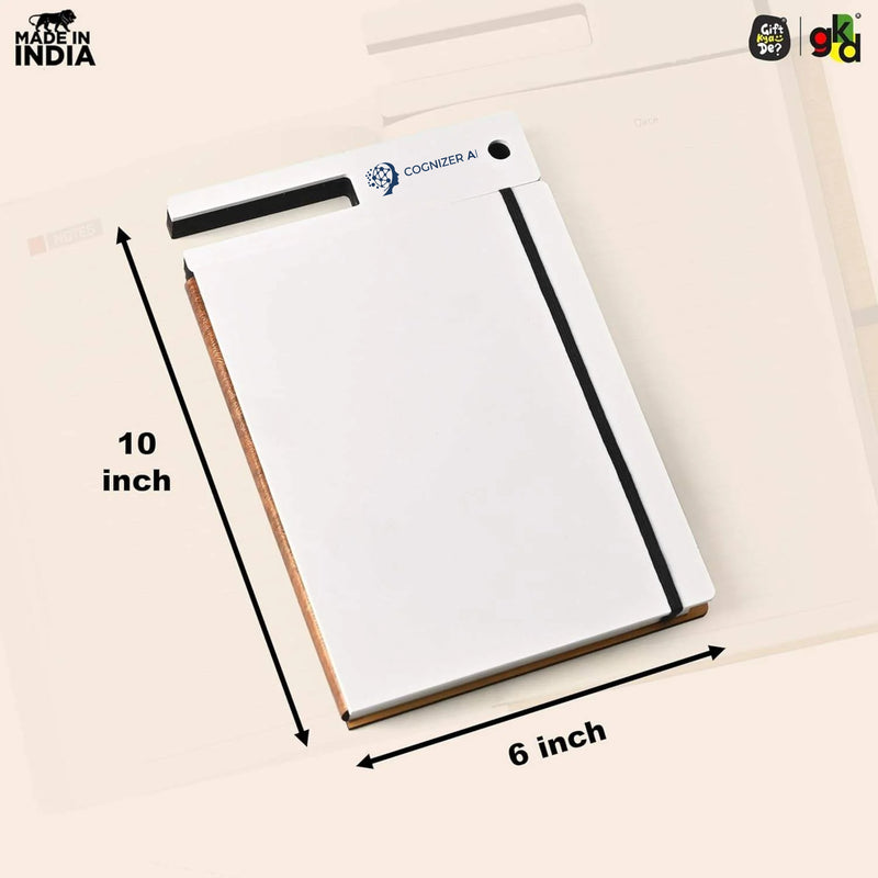 Wooden Smart Diary with White Board & Marker | A5 Notebook with Mobile & Pen Stand | Personal Use, Office & Corporate Gift