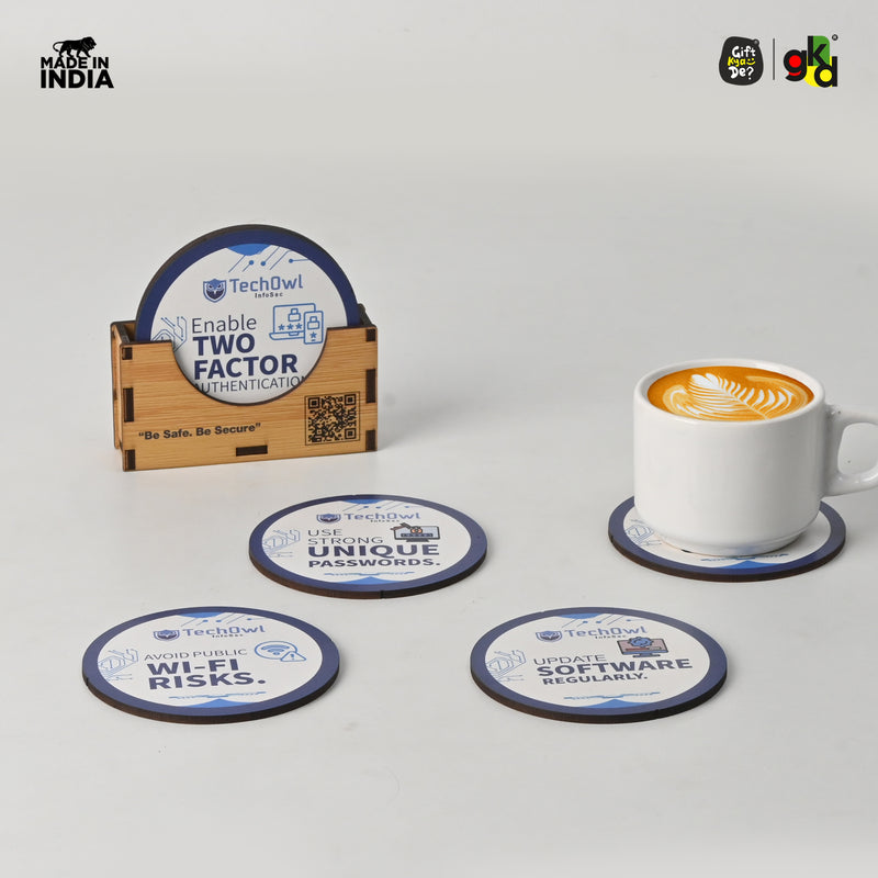 Coaster Set of 6 Beautiful Wooden Coasters with Stand | Fit for Tea Cups, Coffee Mugs and Glasses