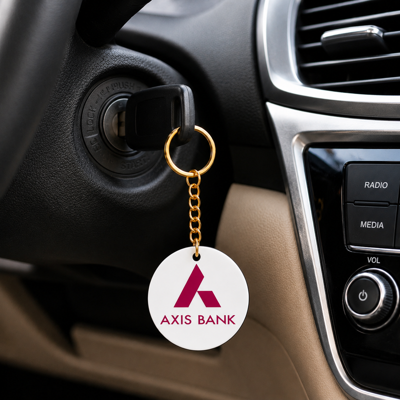 Custom Printed Wooden Keychains for Businesses | Personalized Logo & Name Keyrings | Bulk Corporate Promotional Gifts | MDF Round Keychains