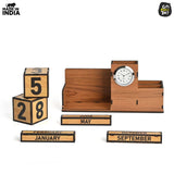 Load image into Gallery viewer, Wooden Desk Organizer with Lifetime Calendar and Clock | High-Quality Workspace Essential | Eco-Friendly