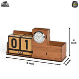 Load image into Gallery viewer, Wooden Desk Organizer with Lifetime Calendar and Clock | High-Quality Workspace Essential | Eco-Friendly