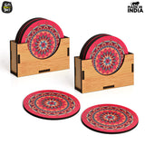 Load image into Gallery viewer, Coaster Set of 12 Beautiful Wooden Coasters with Proper Coaster Stand (Combo Pack) (12 pc 3.5 x 3.5 inch)