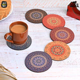 Load image into Gallery viewer, Coaster Set of 6 Beautiful Wooden Coasters with Stand | Fit for Tea Cups, Coffee Mugs and Glasses