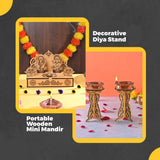 Load image into Gallery viewer, Wooden Portable Mandir &amp; Diya Stand Combo | Best Diwali Gift | Housewarming Gift Gift Kya De