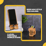 Load image into Gallery viewer, Mobile Stand &amp; Beer Mug Style Pen Holder Combo | Gift For Beer Lover | Desk Accessories