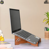 Load image into Gallery viewer, Wooden Portable Cross Laptop Stand | Laptop Accessories | Eco-Friendly | Corporate Gifts GiftKyaDe Dark-Wood