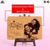 Load image into Gallery viewer, Personalized Valentine’s Day Wooden Photo Frame | Gift for Couple, Him &amp; Her | Wooden Plaque with Photo (6x4 Inches)