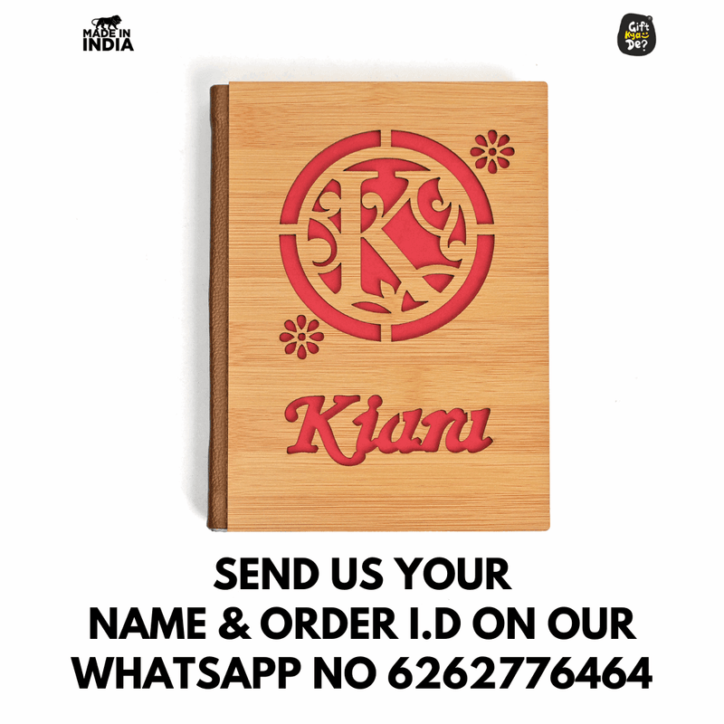 Personalized Wooden Diary Journal - A5 Ruled Notebook with Custom Name | Perfect for Office, Gift & Personal Use (190 Pages)