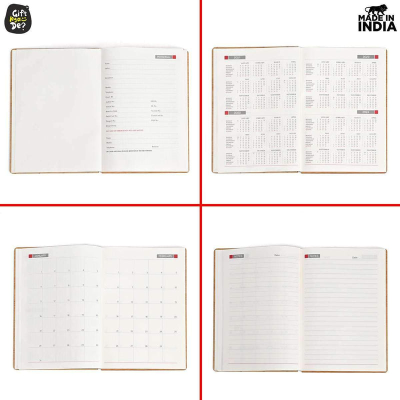 Infinite Circular Calendar With Pen, Card Holder & Wooden Diary Combo Gift Kya De
