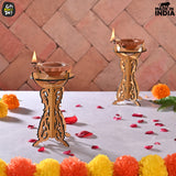 Load image into Gallery viewer, Wooden Portable Mandir &amp; Diya Stand Combo | Best Diwali Gift | Housewarming Gift