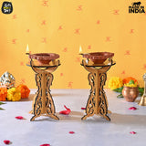 Load image into Gallery viewer, Wooden Portable Mandir &amp; Diya Stand Combo | Best Diwali Gift | Housewarming Gift Gift Kya De