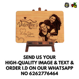 Load image into Gallery viewer, Personalized Valentine’s Day Wooden Photo Frame | Gift for Couple, Him &amp; Her | Wooden Plaque with Photo (6x4 Inches)