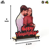 Load image into Gallery viewer, Happy Anniversary Customized Wooden Photo Frame Stand - Personalized Couple Gift