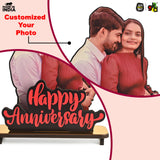 Load image into Gallery viewer, Happy Anniversary Customized Wooden Photo Frame Stand - Personalized Couple Gift