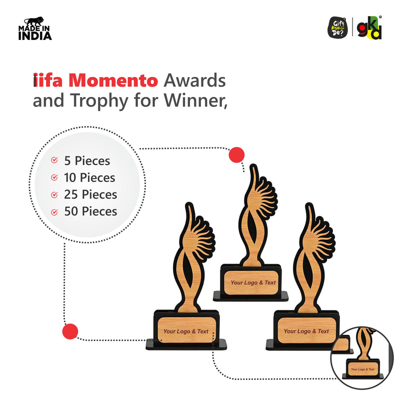Momento Awards and Trophy for Winner, Beautiful Black and Bamboo Design with Wooden Cutwork, Easy Print and Sticker Paste Your Matter, Eco Friendly Corporate Gifts (Size 10x6)