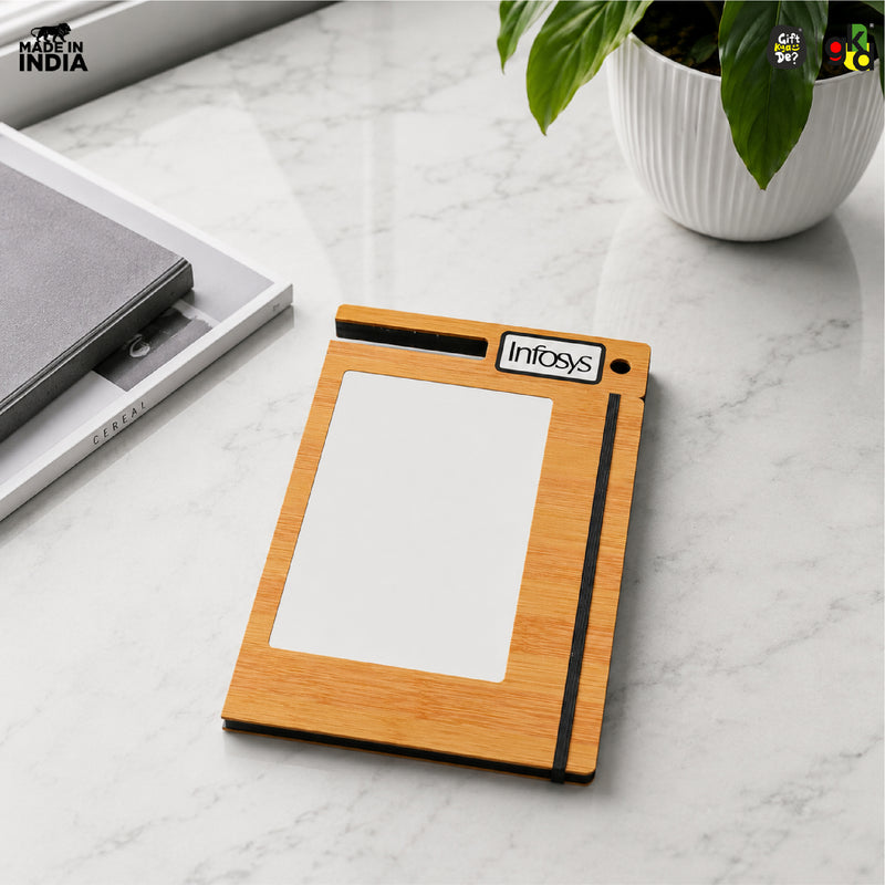 Wooden Smart Diary with Window White Board & Marker | A5 Notebook with Mobile & Pen Stand | Personal Use, Office & Corporate Gift (Copy)