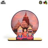 Load image into Gallery viewer, Lord Jagannath Wooden Table Top Frame with Puri Temple Background - 6x5 Inches | Divine Home Décor | Spiritual Gift - Gift Kya De 