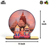 Load image into Gallery viewer, Lord Jagannath Wooden Table Top Frame with Puri Temple Background - 6x5 Inches | Divine Home Décor | Spiritual Gift - Gift Kya De 