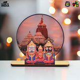 Load image into Gallery viewer, Lord Jagannath Wooden Table Top Frame with Puri Temple Background - 6x5 Inches | Divine Home Décor | Spiritual Gift - Gift Kya De 