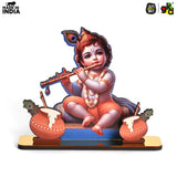 Load image into Gallery viewer, Decorative Lord Krishna Table Top Frame with Flute and Butter Pots | Divine Baby Krishna Idol for Home, Office &amp; Gift Purposes | Spiritual Home Décor - Gift Kya De 