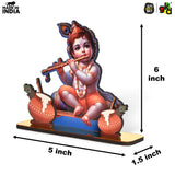 Load image into Gallery viewer, Decorative Lord Krishna Table Top Frame with Flute and Butter Pots | Divine Baby Krishna Idol for Home, Office &amp; Gift Purposes | Spiritual Home Décor - Gift Kya De 