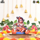 Load image into Gallery viewer, Decorative Lord Krishna Table Top Frame with Flute and Butter Pots | Divine Baby Krishna Idol for Home, Office &amp; Gift Purposes | Spiritual Home Décor - Gift Kya De 