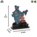 Load image into Gallery viewer, India Map Desk Table Top with Pen Holder &amp; Visiting Card Stand – Showcasing Iconic Places, Pride Animals, and Culture | Patriotic Gifts for Republic Day &amp; Independence Day