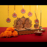 Load image into Gallery viewer, Wooden Diwali Gift Set Mandir, Diya Toran and Shubh Labh Swastik Dangler - Gift Kya De