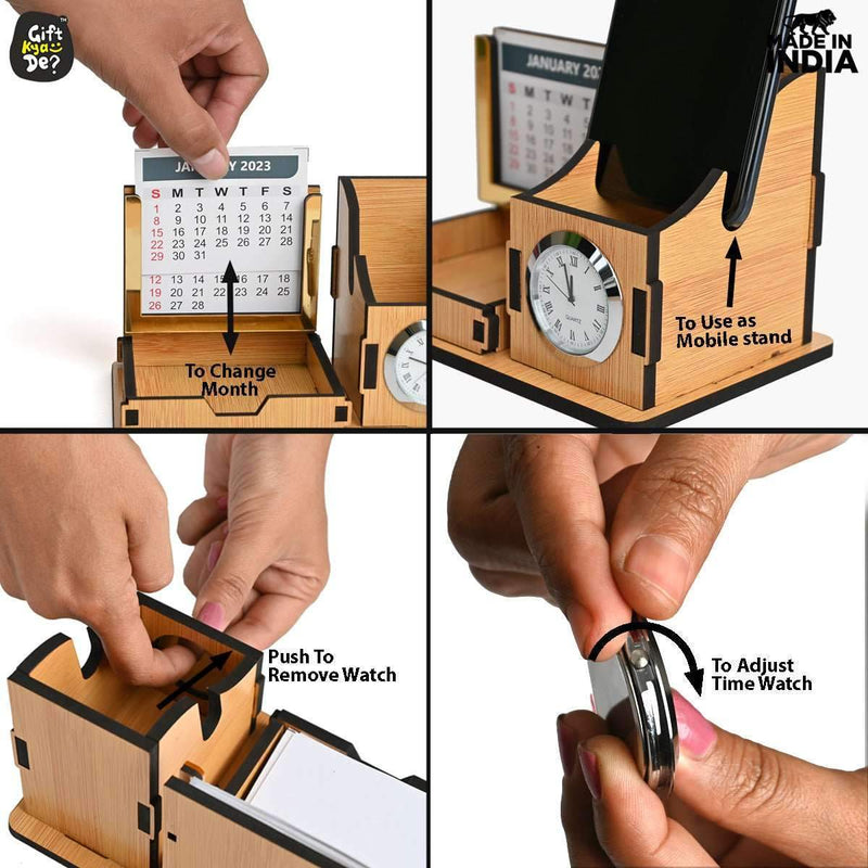 Mini Desk Organizer with Clock & Calendar 2026 | Desk Calendar | Desk Accessories